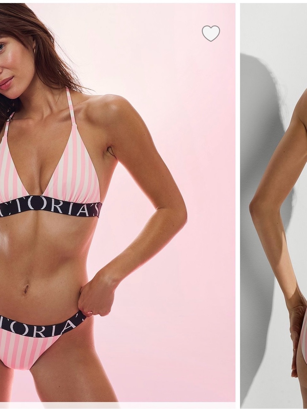 Victoria's Secret Pink and White Striped Triangle Bikini Set